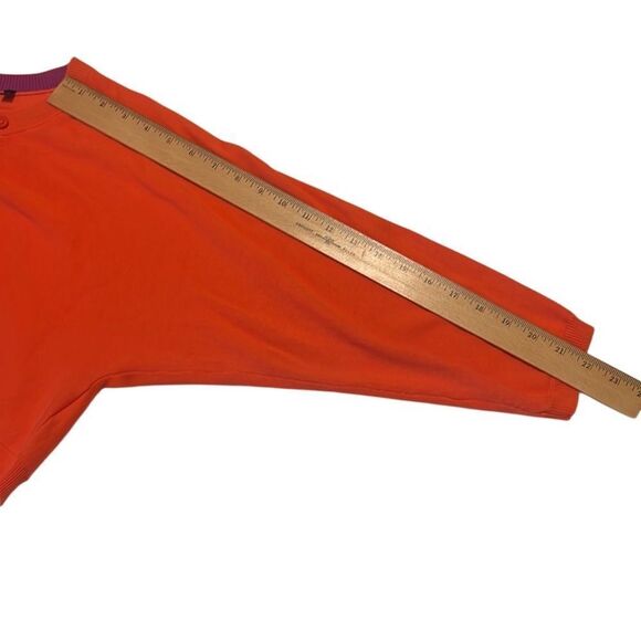 CAbi Piccolo Tiger Lily Orange Cropped Cotton Shrug Cardigan Size Medium - Picture 10 of 10